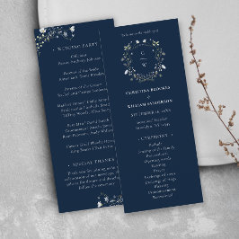 Programa Boda Navy Blue Elegant Winter Wildflowers