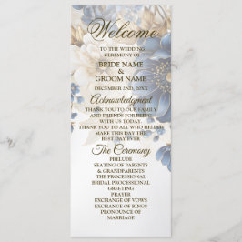 Programa Boda Navy Blue White Golden Floral Silver