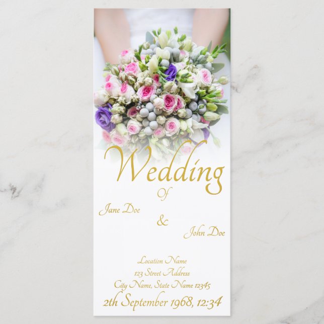 Programa Boda - novia con ramo de novia colorido (Anverso)