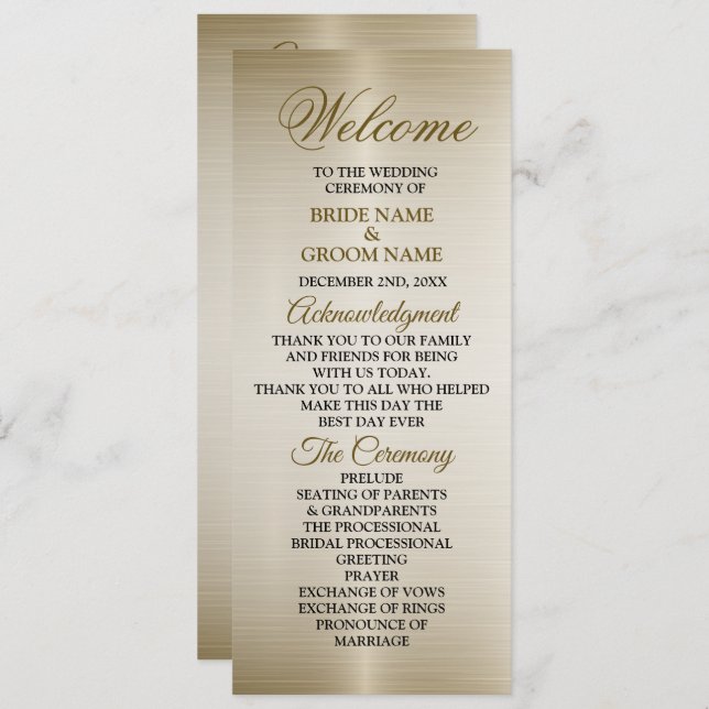 Programa Boda Ornate Rectangle Dimond Flowiny (Anverso / Reverso)