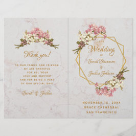 Programa Boda Orquídeas Rosa Doradas Marble Geomét