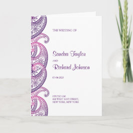 Programa Boda paisley indio tradicional morado y rosado
