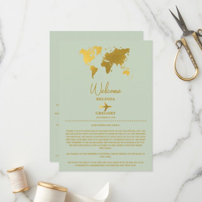 Programa Boda Passport Sage Green Gold Itinerario (Anverso/Reverso In Situ)