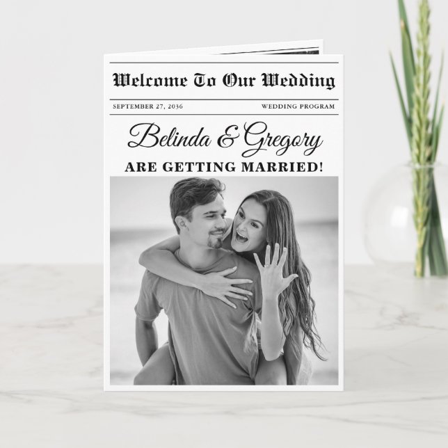 Programa Boda Periódico Divertido Foto Orden de servicio (Anverso)