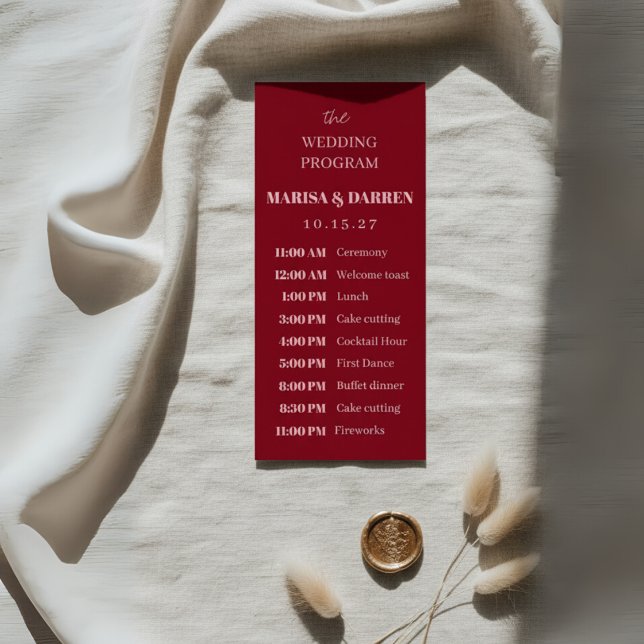 Programa Boda personalizada manuscrita rosa y roja (Subido por el creador)