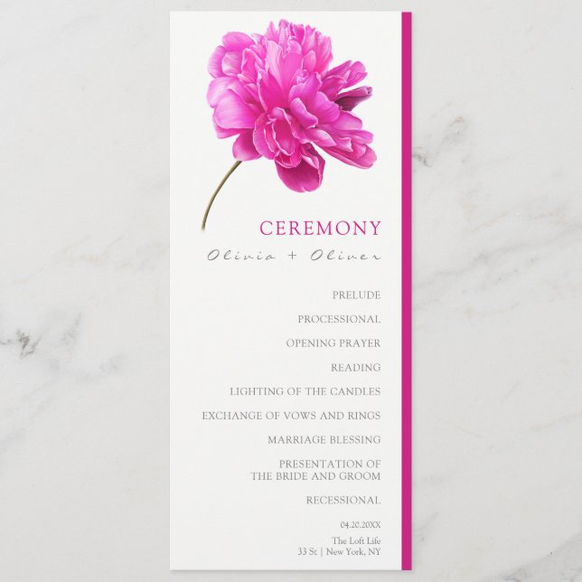 Programa Boda Pink Peony Brillante (Anverso)