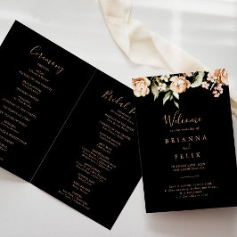 Programa Boda plegado de floral real formal negro