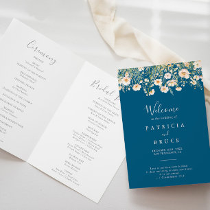 Programa Boda plegado de flores silvestres de Boho Rubor cl