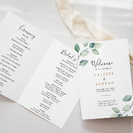 Programa Boda plegado de hojas verdes formales clásicas