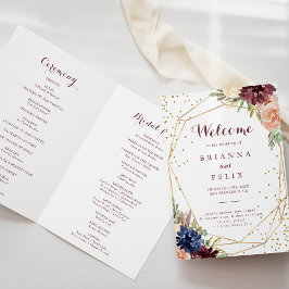 Programa Boda plegado geométrico Purpurina de oro