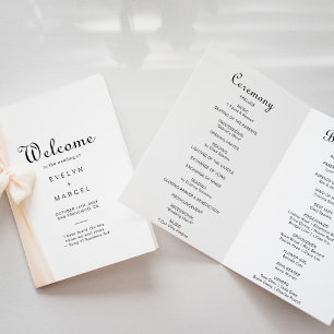 Programa Boda plegado Minimalista clásico de caligrafía