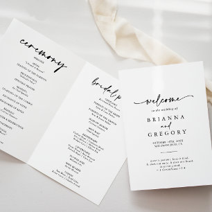 Programa Boda plegado moderno elegante caligrafía