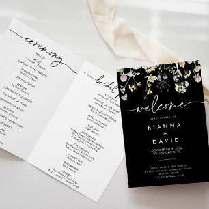Programa Boda plegado multicolor Boho floral otoño