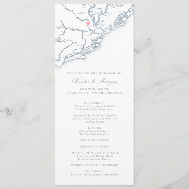 Programa Boda polvorienta azul de Charleston Carolina del S (Anverso)