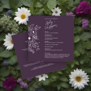Programa Boda púrpura de berenjenas botánicas florales míni