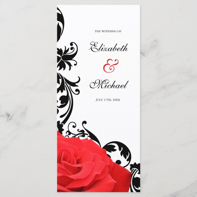 Programa Boda Red Rose Black Flourish (Anverso)