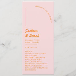 Programa Boda Retro Disco Rosa y Naranja 