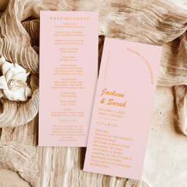 Programa Boda Retro Disco Rosa y Naranja