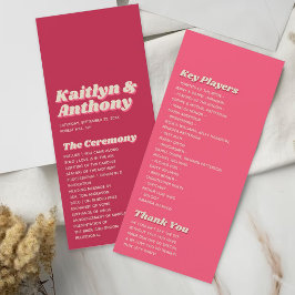 Programa boda Retro Groovy Viva Magenta de los años 70