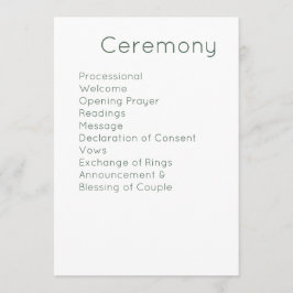 Programa Boda retro moderno blanco y verde oliva