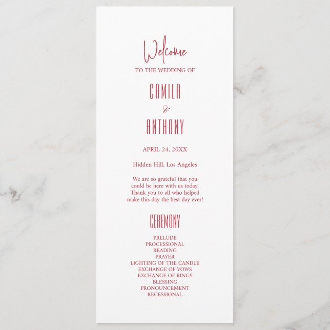 Programa Boda rojo (Anverso)