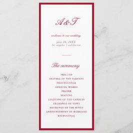 Programa Boda rojo caligrafía moderna
