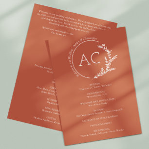 Programa Boda Rojo de Cobre Foliage Minimalista Moderno