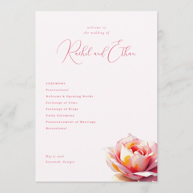 Programa Boda Romántica de Rosa Rosa (Anverso)