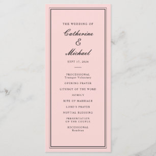 Programa Boda rosa y negro de guión clásico absoluto