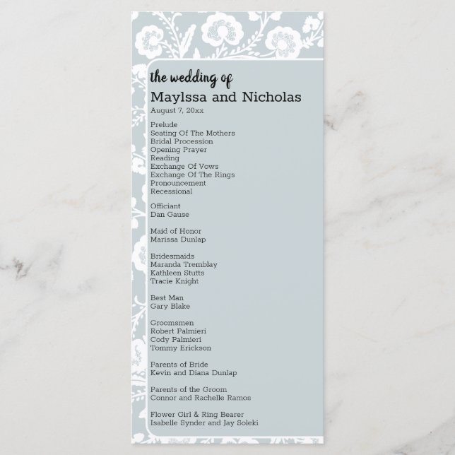 Programa Boda Rustic Lace (Anverso)