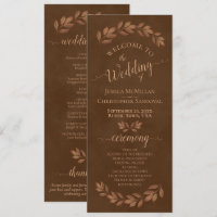 Boda Rústica Acuarela Hojas Castaño Marrón