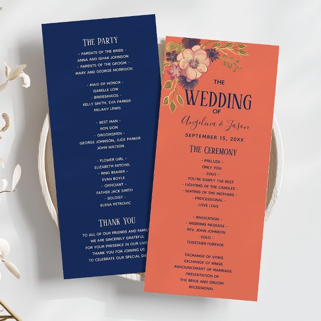 Programa Boda Rústica Floral Melocotón y Azul Marino (Subido por el creador)
