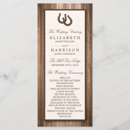 Programa Boda Rústico de Herradura y Madera Marrón