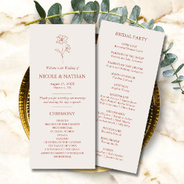 Programa Boda Rústico De La Flor De Boho Terracotta Brown