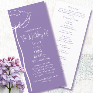 Programa Boda simple con guion floral blanco púrpura