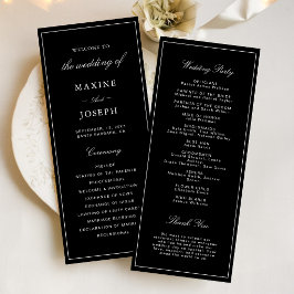 Programa Boda Simple Elegante Formal en Negro y Blanco