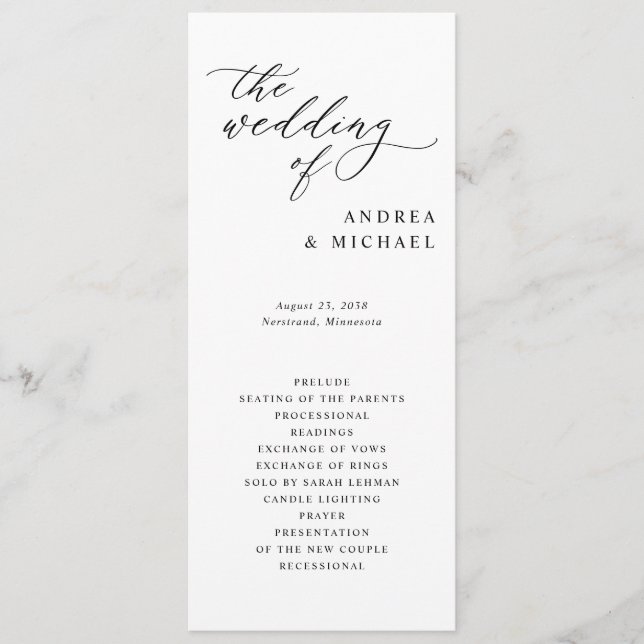 Programa Boda Simple Elegante Sofisticada (Anverso)