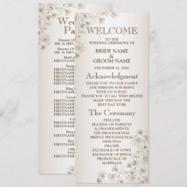 Programa Boda Tan Patrón Floral Corazón Beige Elegante