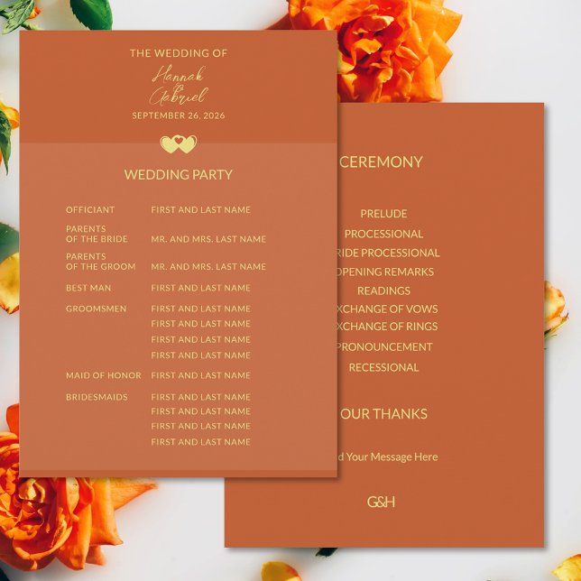 Programa Boda Terracotta Gold Flat Program (Wedding Terracotta Gold Flat Program (front and back))