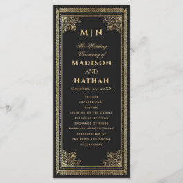 Programa Boda victoriano de oro gótico vintage