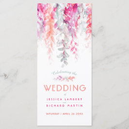 Programa Boda vinagre en cascada acuarela coral rojo