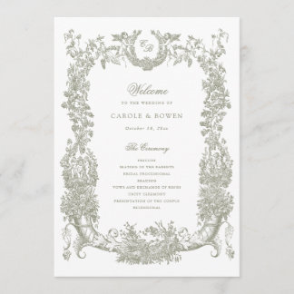 Programa Boda Vintage Floral Frame Vines Toile Sage