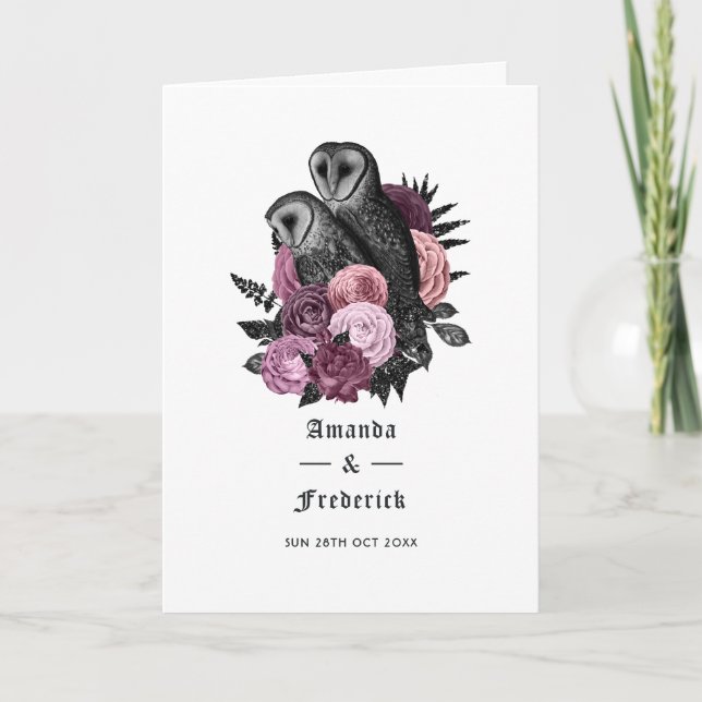 Programa Bodas Góticas de Búhos Florales Malva (Anverso)