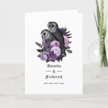 Bodas Góticas de Búhos Florales Purpura