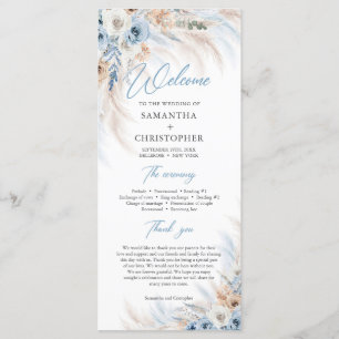 Programa Boho Blue Floral y Rosas de marfil boda Pampas