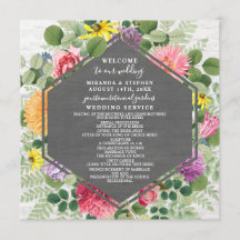 Programa Boho Botanical Brick Wildflower Wedding
