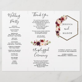 Programa Boho Burgundy Tri-Fold Wedding