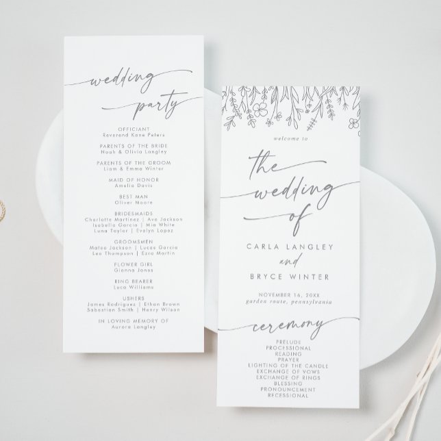 Programa Boho Chic Gray Wildflower Tea Length Wedding (Subido por el creador)