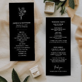 Programa Boho de Bodas Minimalistas en Blanco y Ne