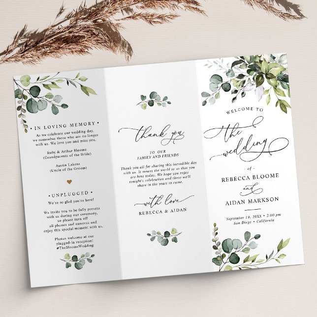 Programa Boho Eucalyptus Greenery Boda Ceremony (Subido por el creador)